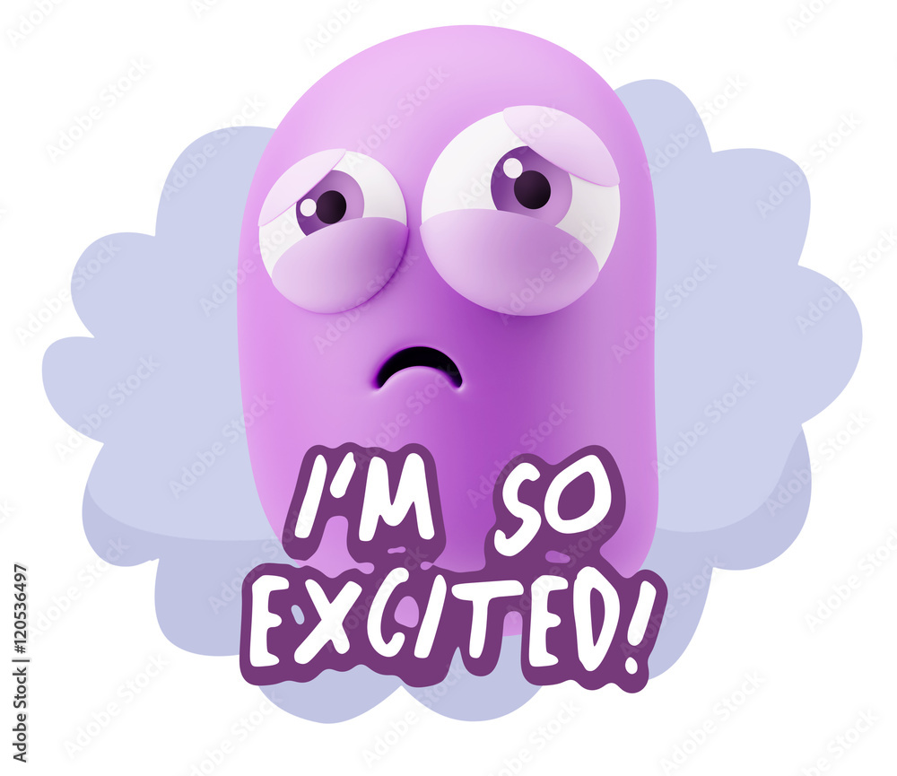 3d Rendering Sad Character Emoticon Expression saying I'm so Exc 3d Rendering Sad Character Emoticon Expression saying I'm so Exc