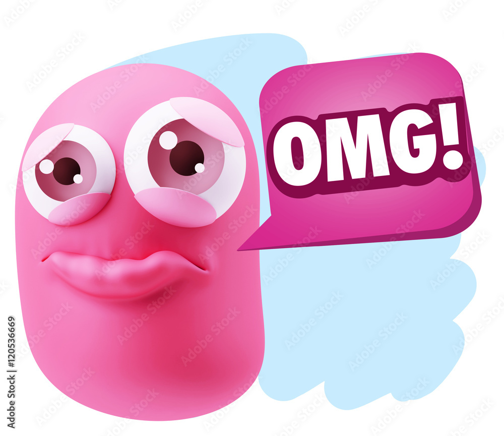 3d Rendering Sad Character Emoticon Expression saying OMG with C 3d Rendering Sad Character Emoticon Expression saying OMG with C