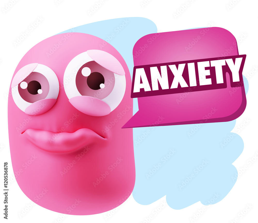 3d Rendering Sad Character Emoticon Expression saying Anxiety wi 3d Rendering Sad Character Emoticon Expression saying Anxiety wi