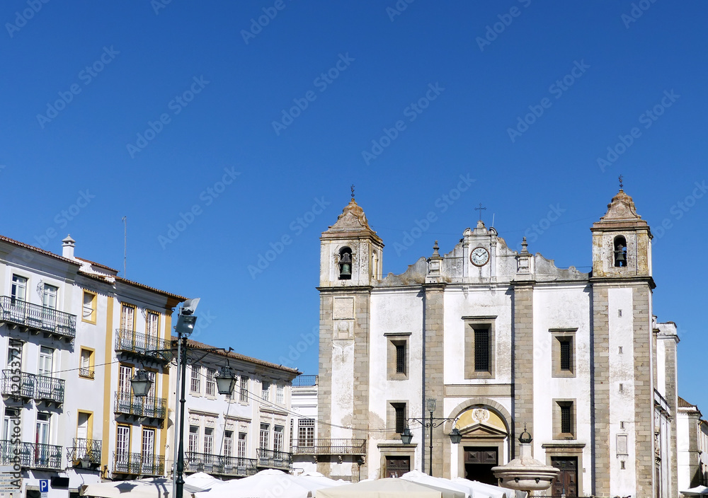 Church in Giraldo Square, Evora, Portugal