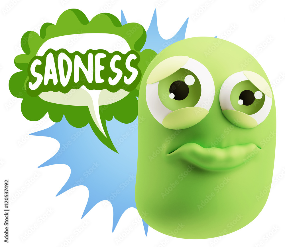 Fototapeta premium 3d Rendering Sad Character Emoticon Expression saying Sadness wi