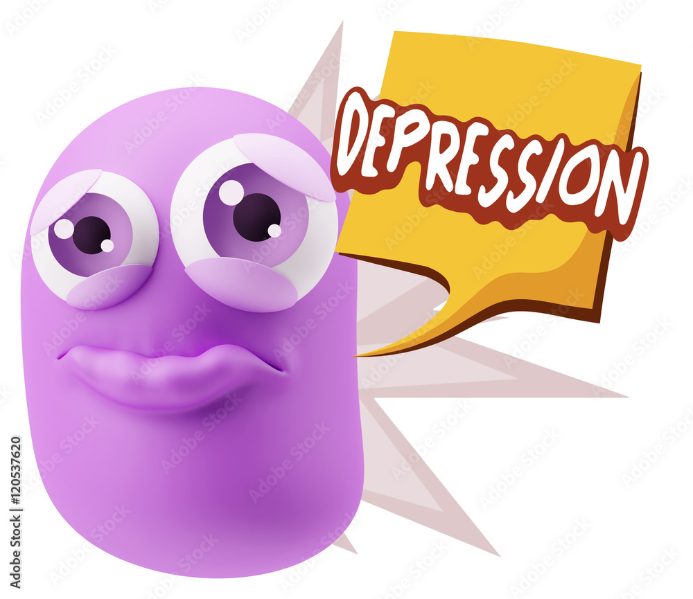 3d Rendering Sad Character Emoticon Expression saying Depression 3d Rendering Sad Character Emoticon Expression saying Depression