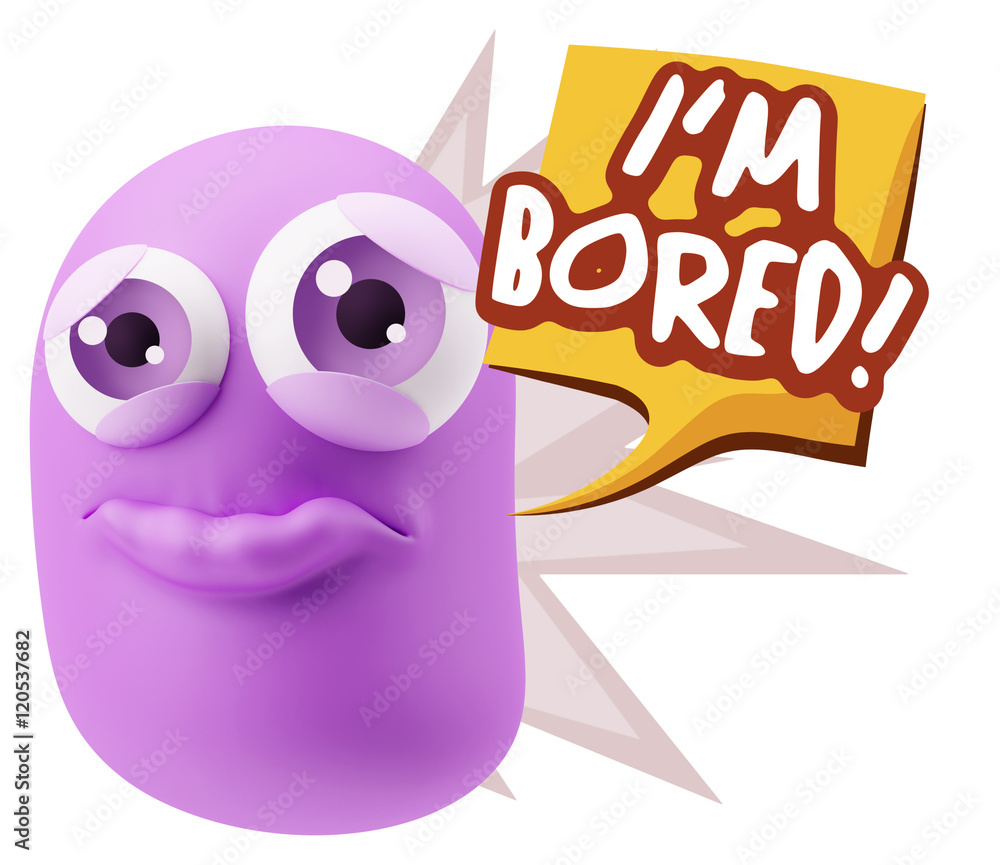 3d Rendering Sad Character Emoticon Expression saying I'm Bored 3d Rendering Sad Character Emoticon Expression saying I'm Bored