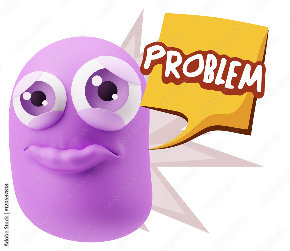 3d Rendering Sad Character Emoticon Expression saying Problem wi 3d Rendering Sad Character Emoticon Expression saying Problem wi