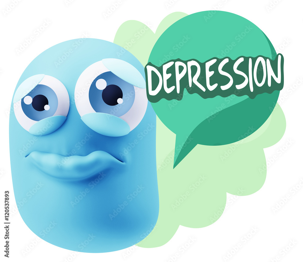 3d Rendering Sad Character Emoticon Expression saying Depression 3d Rendering Sad Character Emoticon Expression saying Depression