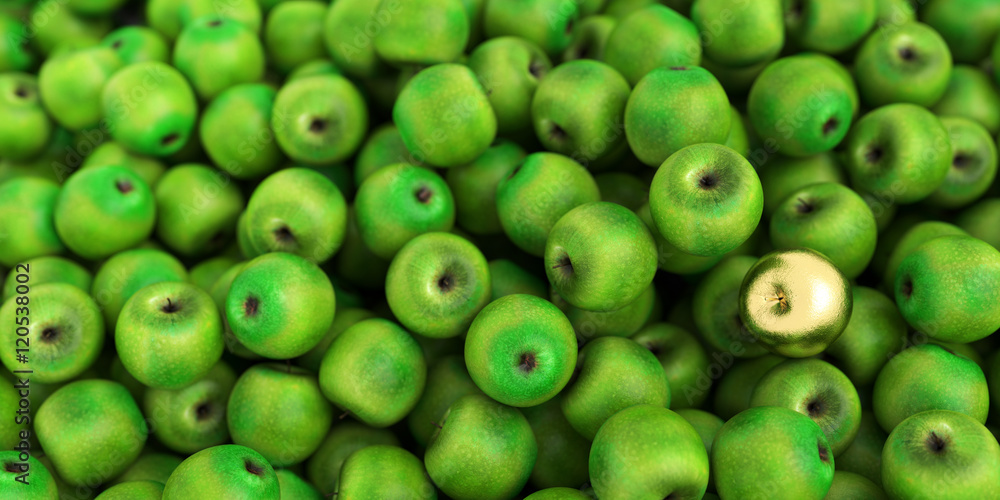 Golden apple standing out from the crowd Golden apple standing out from the crowd