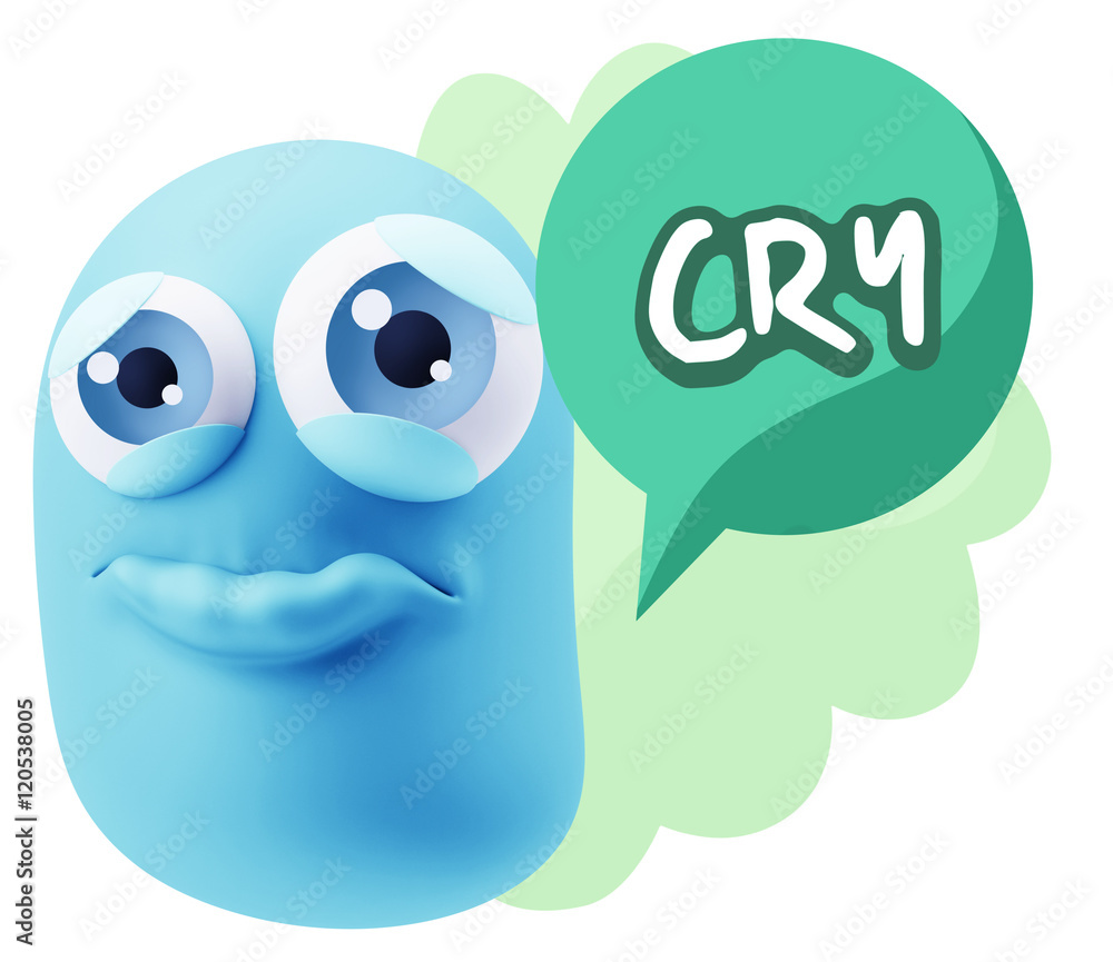 3d Rendering Sad Character Emoticon Expression saying Cry with C 3d Rendering Sad Character Emoticon Expression saying Cry with C