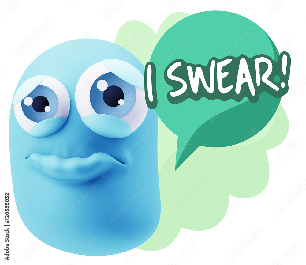 3d Rendering Sad Character Emoticon Expression saying I Swear wi 3d Rendering Sad Character Emoticon Expression saying I Swear wi
