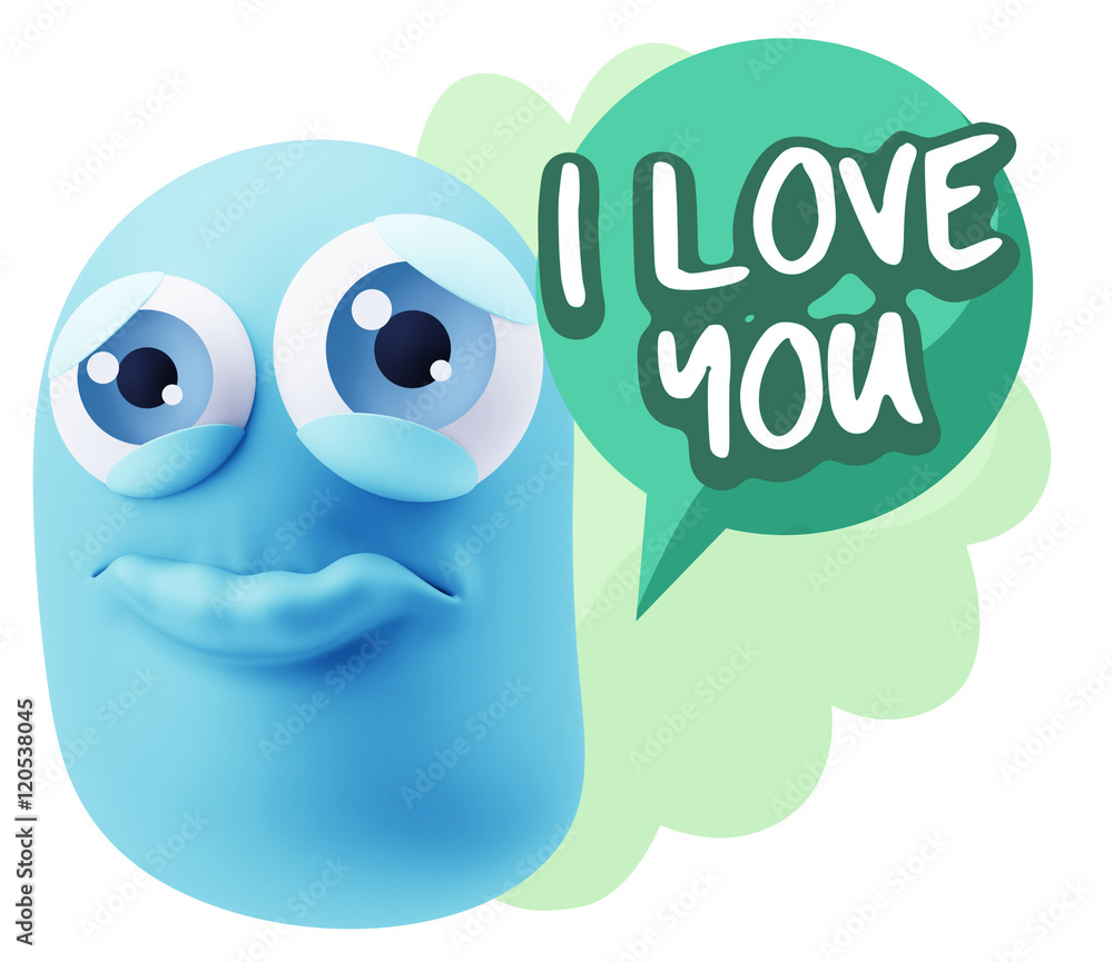 3d Rendering Sad Character Emoticon Expression saying I Love You 3d Rendering Sad Character Emoticon Expression saying I Love You