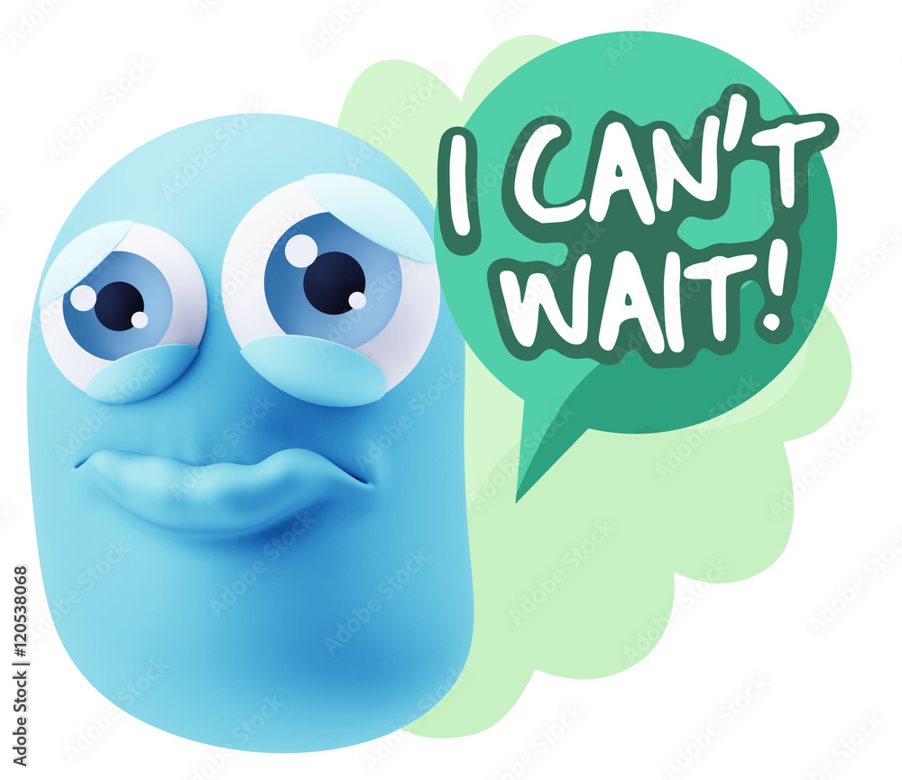 3d Rendering Sad Character Emoticon Expression saying I Can't Wa 3d Rendering Sad Character Emoticon Expression saying I Can't Wa
