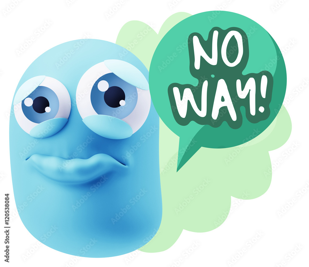 3d Rendering Sad Character Emoticon Expression saying No Way wit 3d Rendering Sad Character Emoticon Expression saying No Way wit
