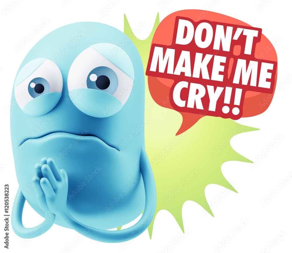 3d Rendering Sad Character Emoticon Expression saying Don't Make 3d Rendering Sad Character Emoticon Expression saying Don't Make
