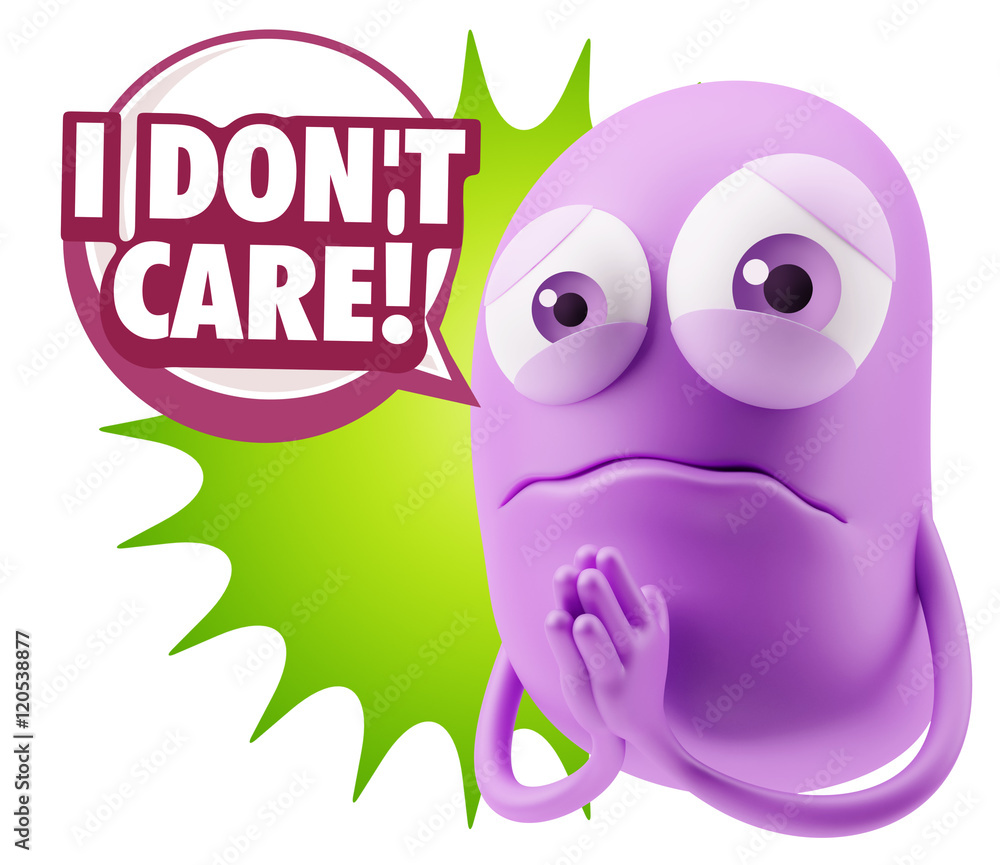 3d Rendering Sad Character Emoticon Expression saying I Don't Ca 3d Rendering Sad Character Emoticon Expression saying I Don't Ca