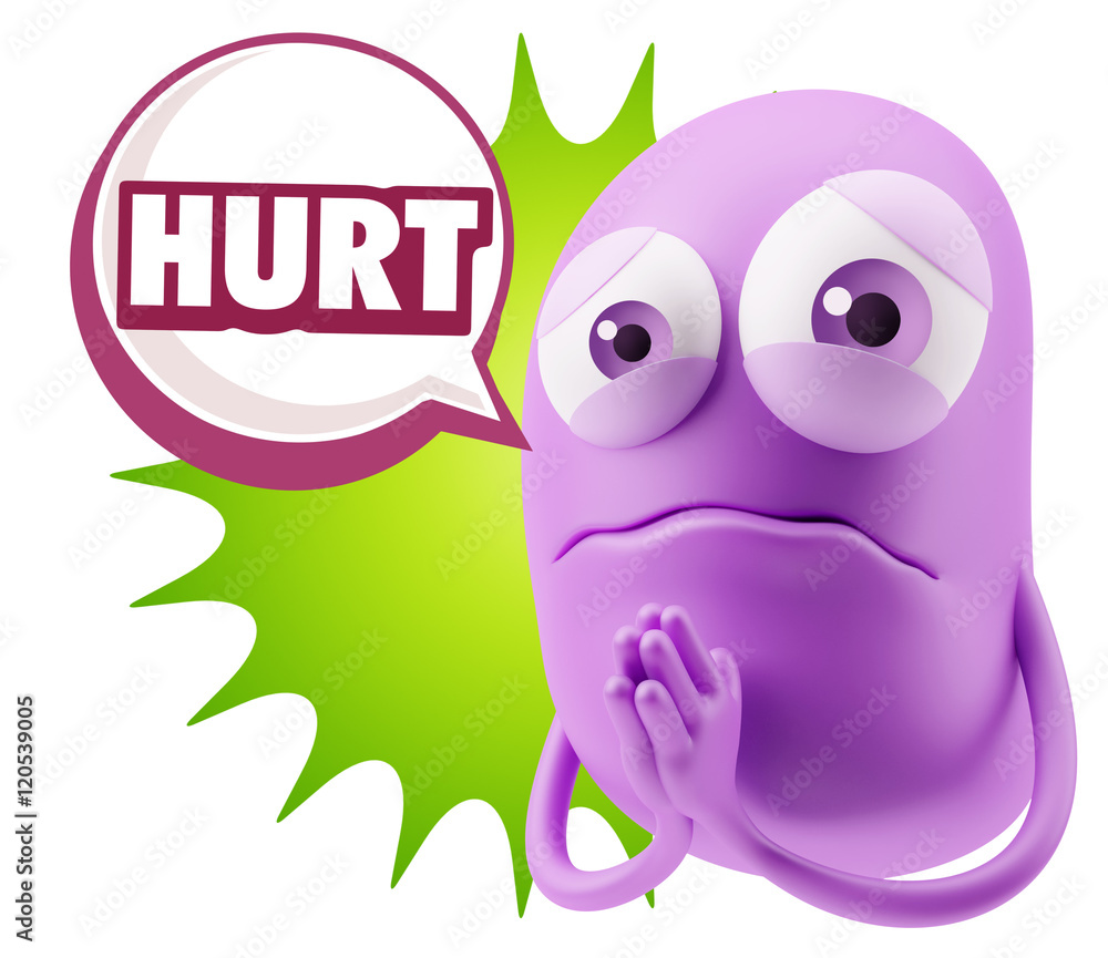 3d Rendering Sad Character Emoticon Expression saying Hurt with 3d Rendering Sad Character Emoticon Expression saying Hurt with