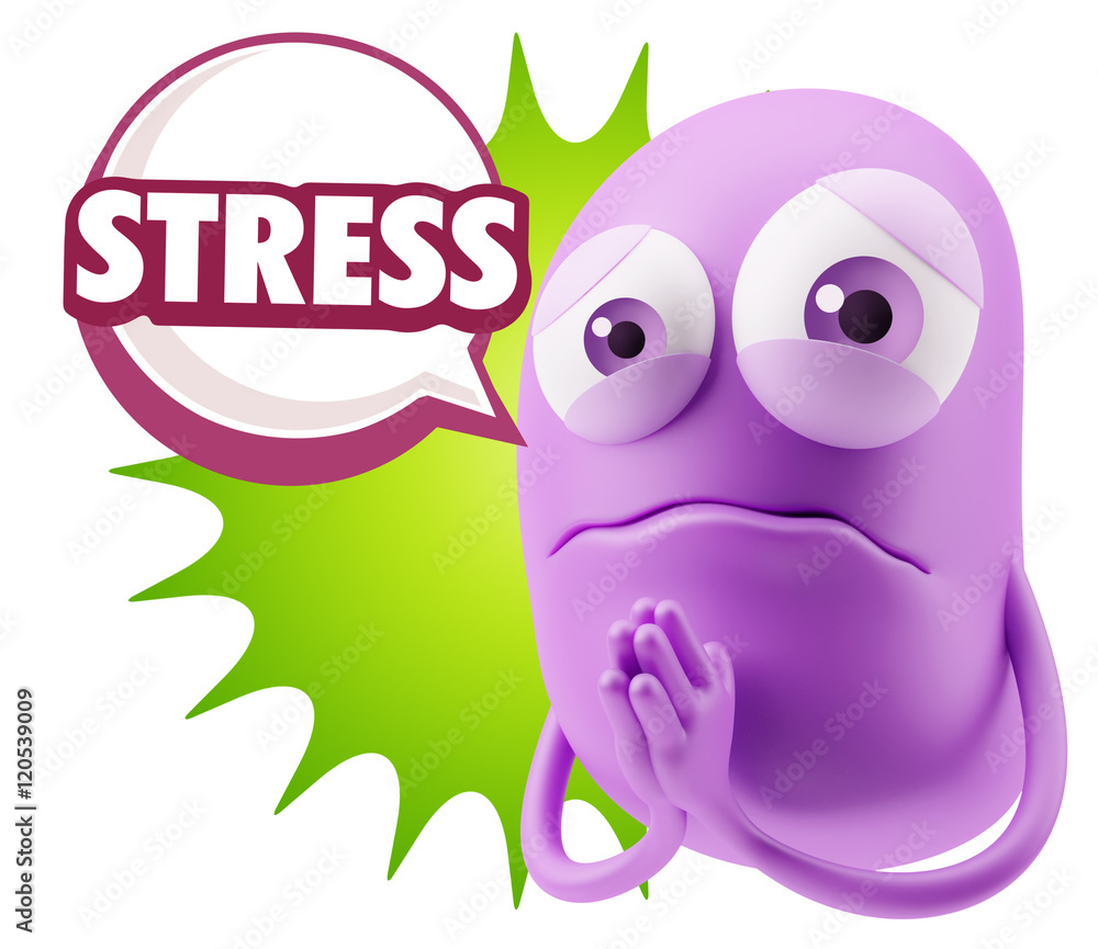 3d Rendering Sad Character Emoticon Expression saying Stress wit 3d Rendering Sad Character Emoticon Expression saying Stress wit