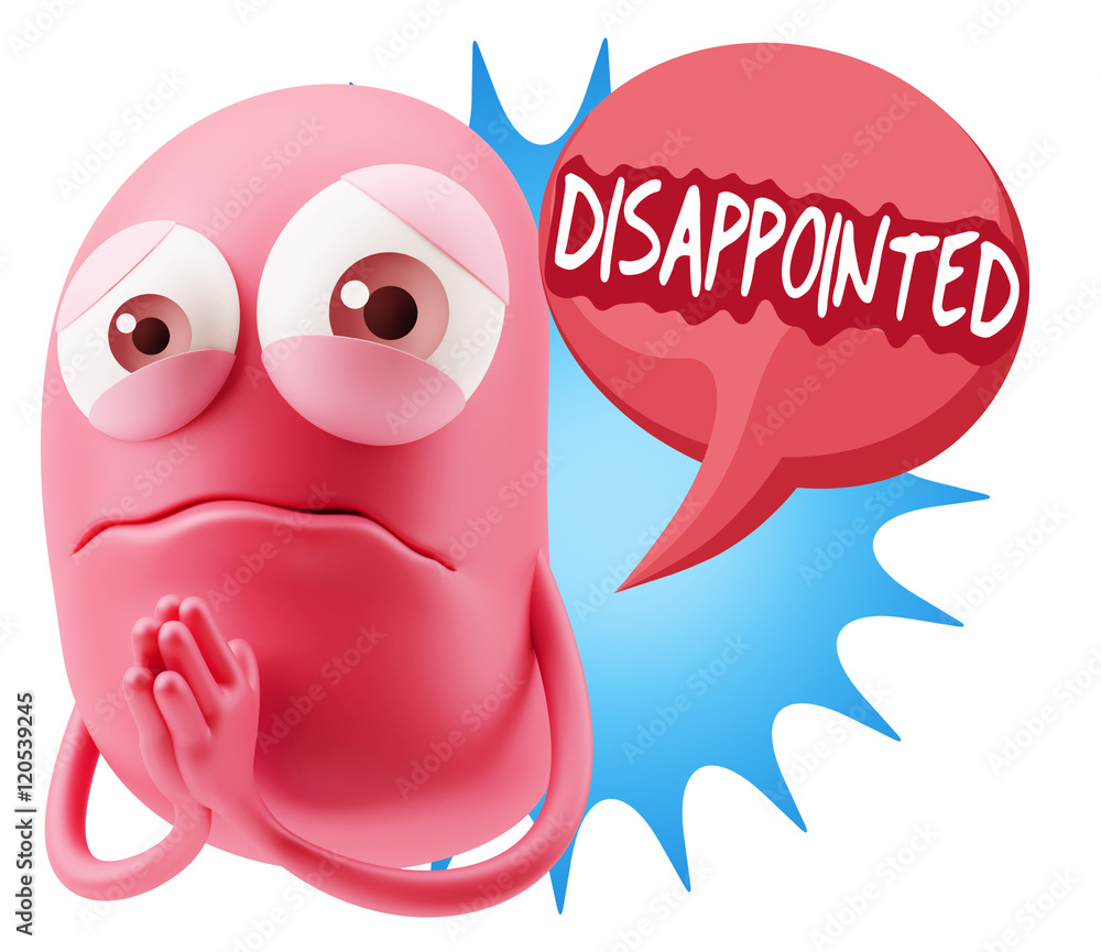 3d Rendering Sad Character Emoticon Expression saying Disappoint 3d Rendering Sad Character Emoticon Expression saying Disappoint