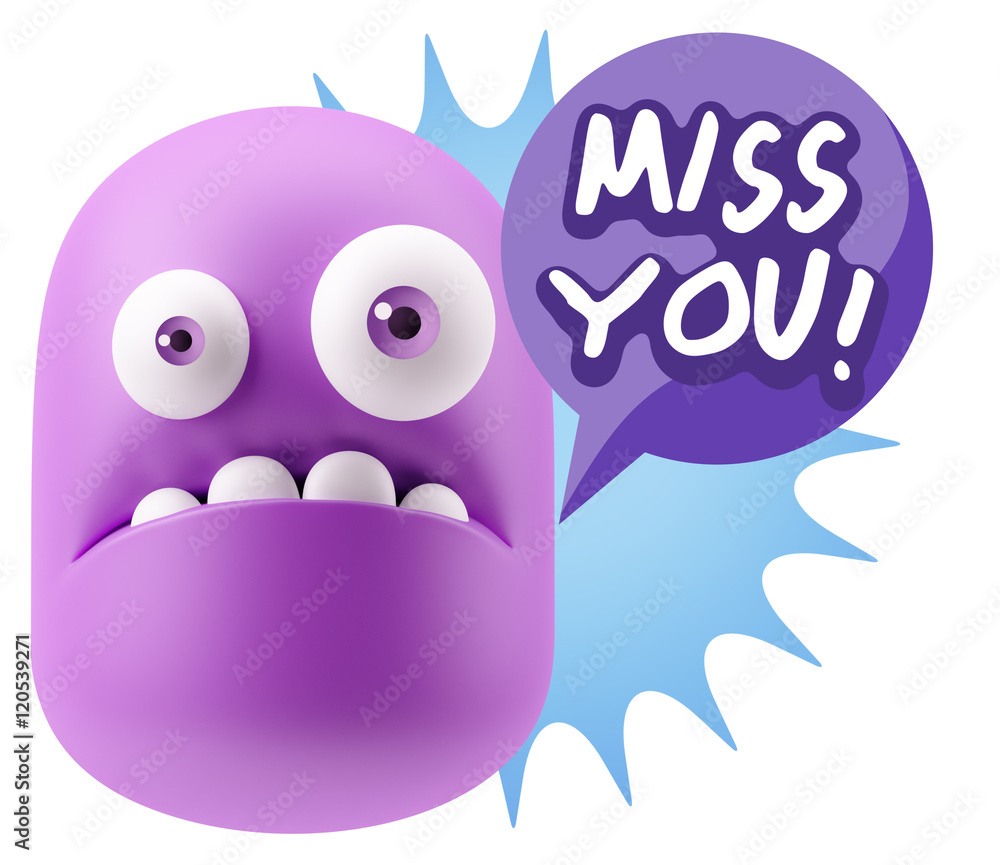 3d Rendering Sad Character Emoticon Expression saying Miss You w 3d Rendering Sad Character Emoticon Expression saying Miss You w
