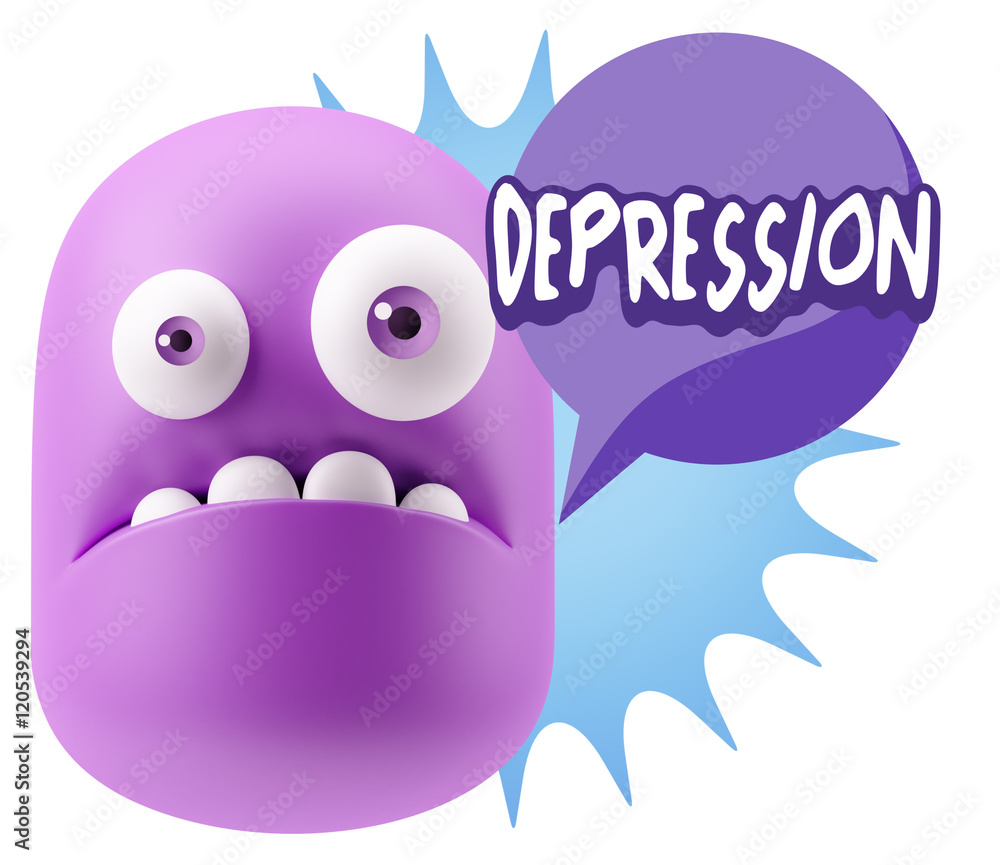 3d Rendering Sad Character Emoticon Expression saying Depression 3d Rendering Sad Character Emoticon Expression saying Depression