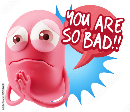 3d Rendering Sad Character Emoticon Expression saying You are so