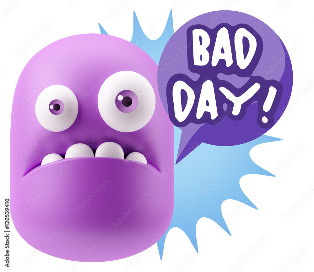 3d Rendering Sad Character Emoticon Expression saying Bad Day wi 3d Rendering Sad Character Emoticon Expression saying Bad Day wi