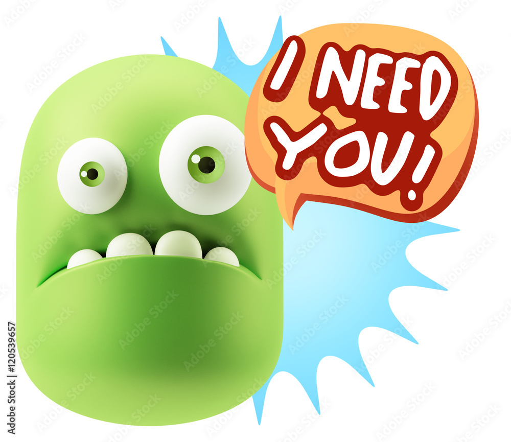 3d Rendering Sad Character Emoticon Expression saying I Need you 3d Rendering Sad Character Emoticon Expression saying I Need you