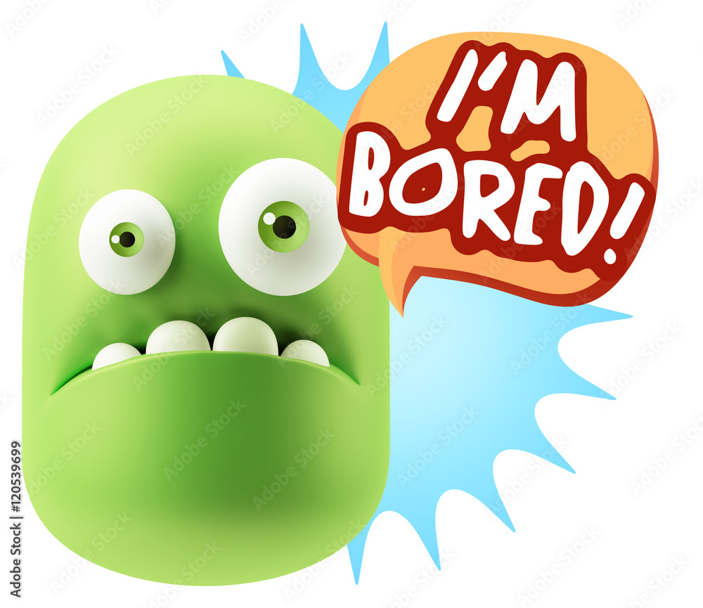 3d Rendering Sad Character Emoticon Expression saying I'm Bored 3d Rendering Sad Character Emoticon Expression saying I'm Bored