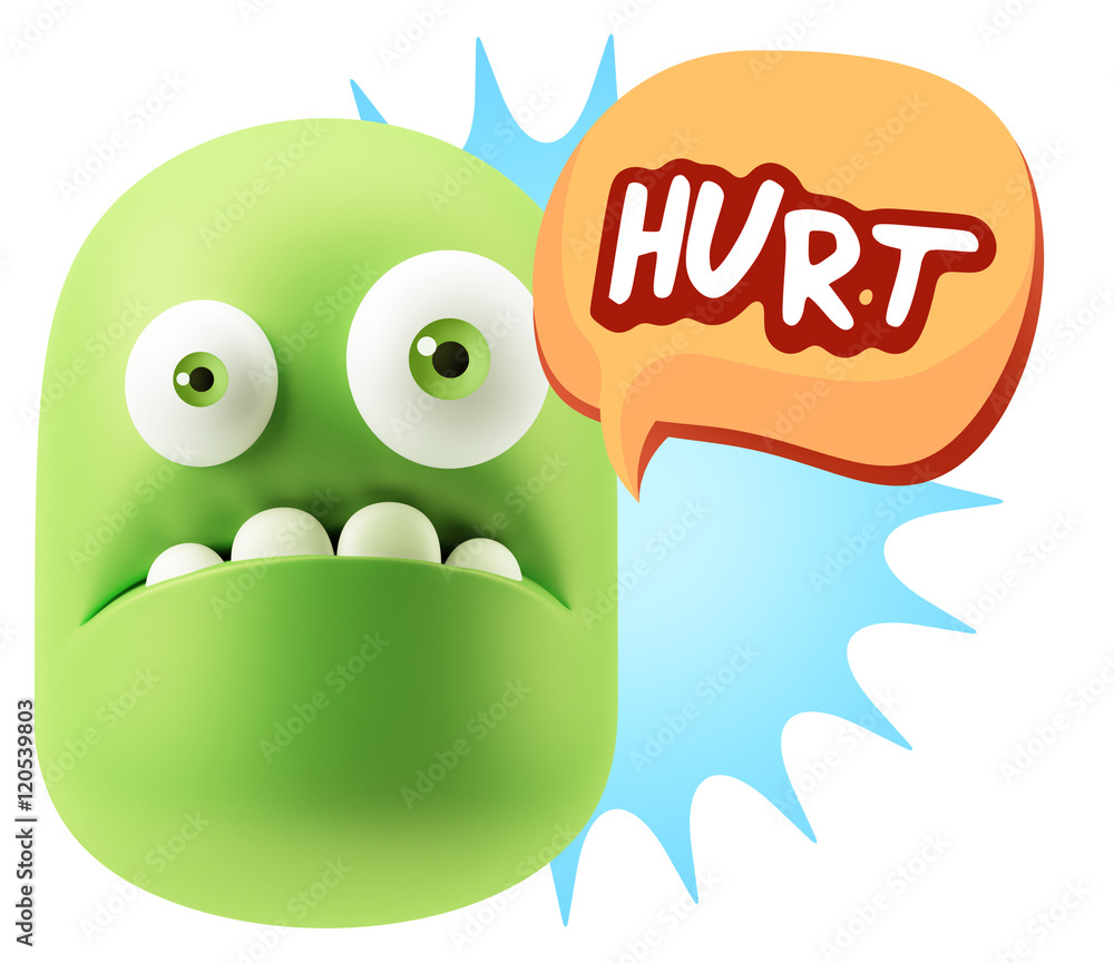 3d Rendering Sad Character Emoticon Expression saying Hurt with 3d Rendering Sad Character Emoticon Expression saying Hurt with