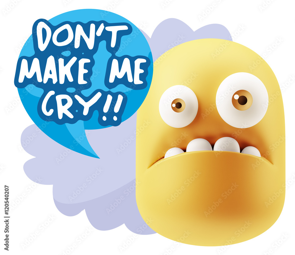 3d Rendering Sad Character Emoticon Expression saying Don't Make 3d Rendering Sad Character Emoticon Expression saying Don't Make