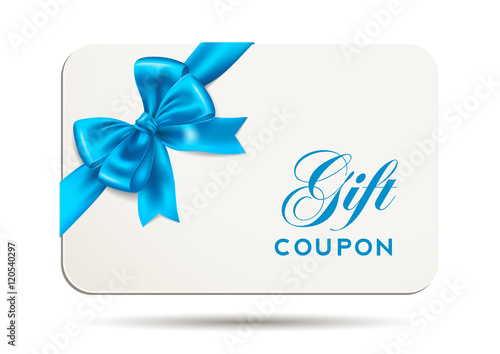 gift card or coupon with blue bow 