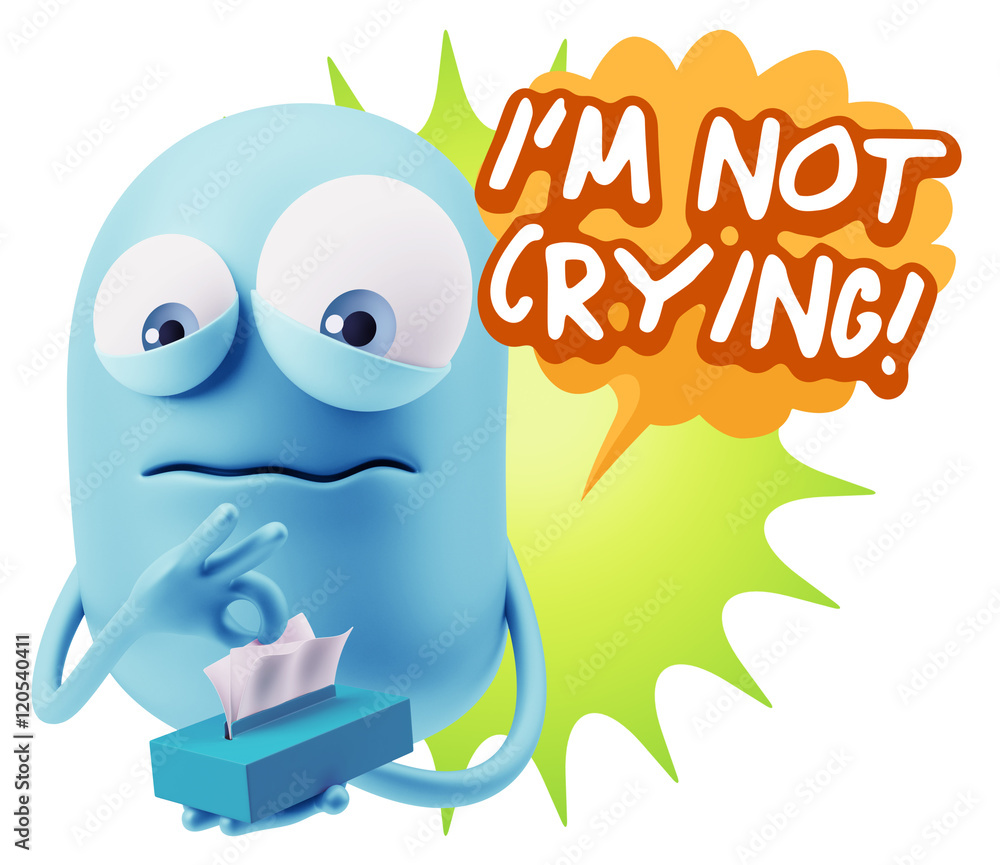 3d Rendering Sad Character Emoticon Expression saying I'm Not Cr 3d Rendering Sad Character Emoticon Expression saying I'm Not Cr