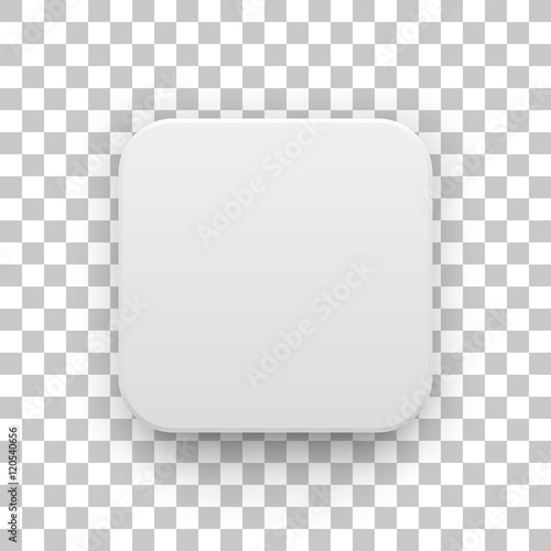 White abstract app icon, blank button template with realistic shadow and transparent background for design concepts, web sites, user interfaces, UI, applications, apps, mock-ups. Vector illustration. photo