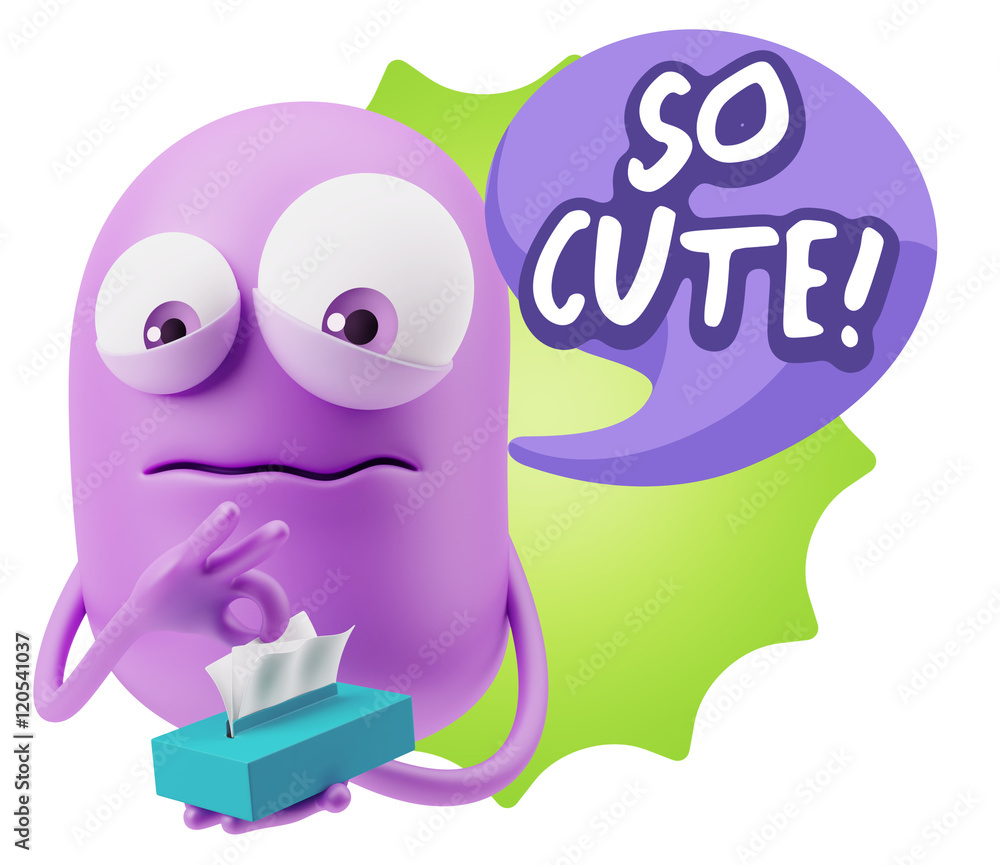 3d Rendering Sad Character Emoticon Expression saying So Cute wi 3d Rendering Sad Character Emoticon Expression saying So Cute wi