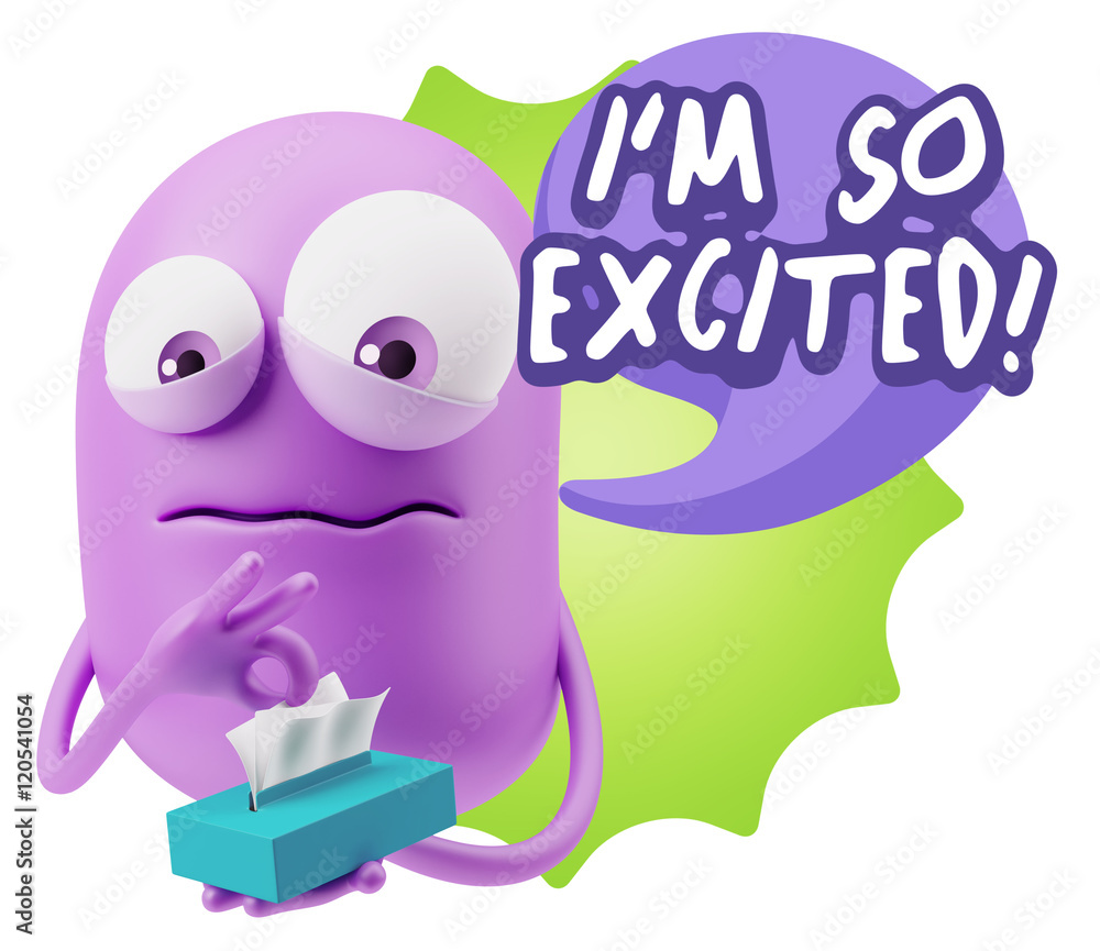 3d Rendering Sad Character Emoticon Expression saying I'm so Exc 3d Rendering Sad Character Emoticon Expression saying I'm so Exc