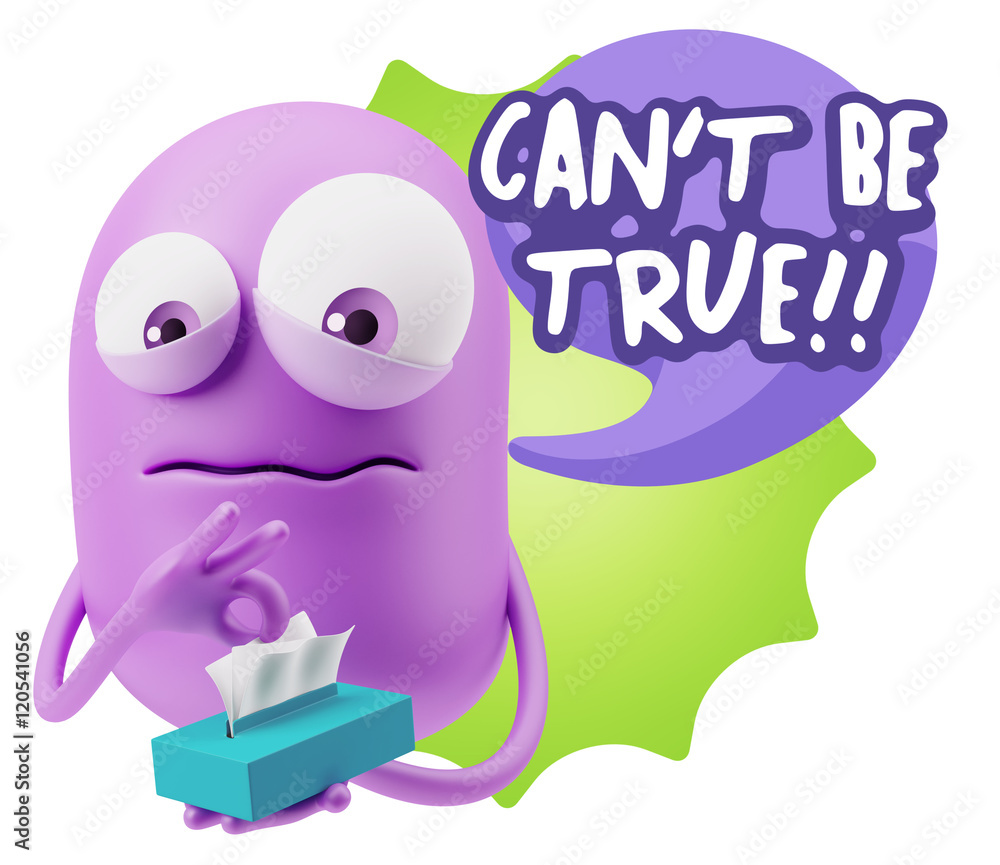 3d Rendering Sad Character Emoticon Expression saying Can't be T 3d Rendering Sad Character Emoticon Expression saying Can't be T