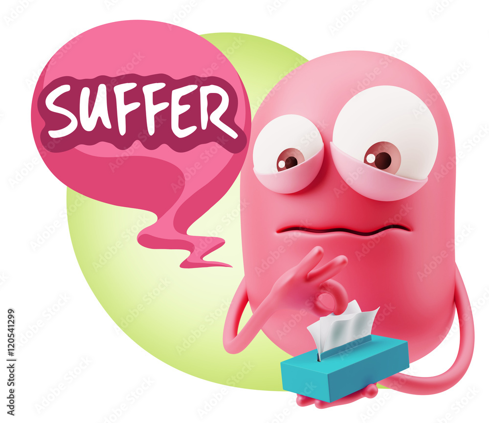 Obraz premium 3d Rendering Sad Character Emoticon Expression saying Suffer wit