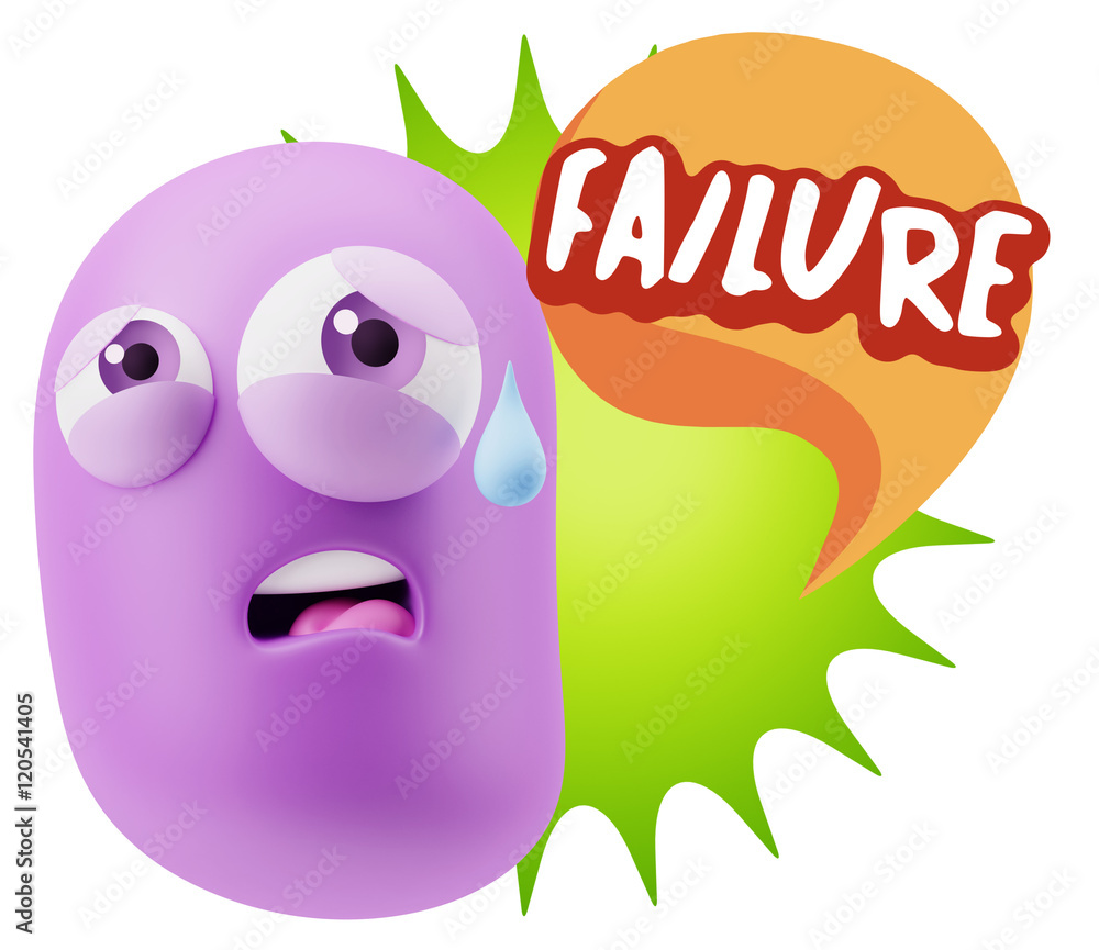 3d Rendering Sad Character Emoticon Expression saying Failure wi 3d Rendering Sad Character Emoticon Expression saying Failure wi