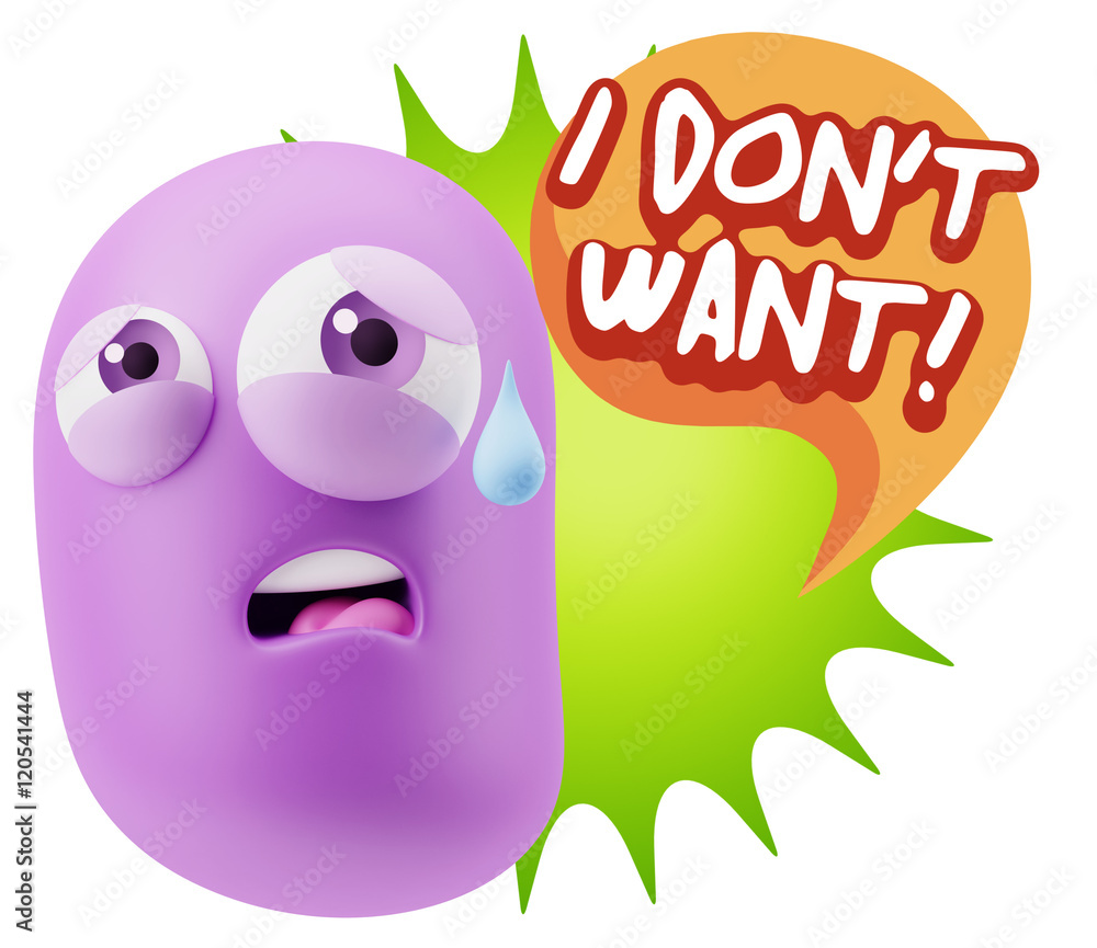 3d Rendering Sad Character Emoticon Expression saying I Don't Wa 3d Rendering Sad Character Emoticon Expression saying I Don't Wa