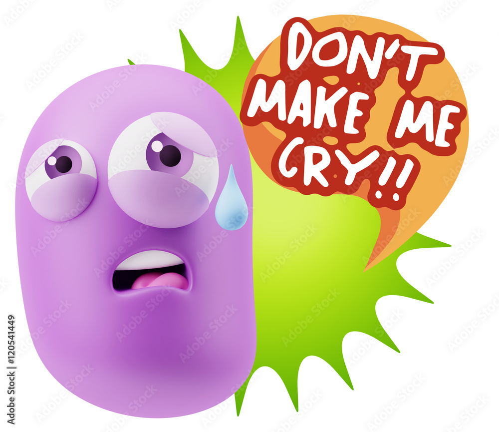 3d Rendering Sad Character Emoticon Expression saying Don't Make 3d Rendering Sad Character Emoticon Expression saying Don't Make
