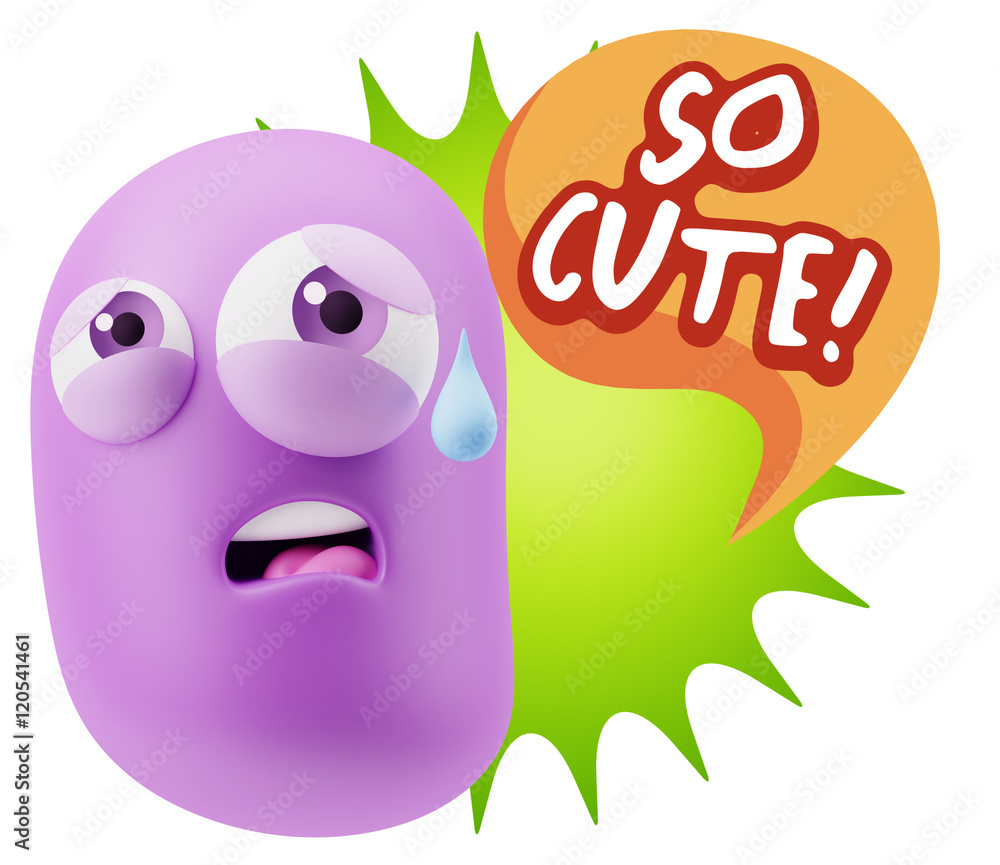 3d Rendering Sad Character Emoticon Expression saying So Cute wi 3d Rendering Sad Character Emoticon Expression saying So Cute wi