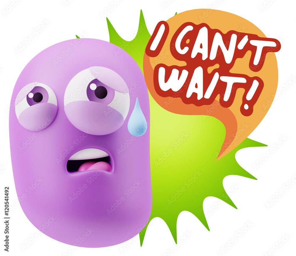 3d Rendering Sad Character Emoticon Expression saying I Can't Wa 3d Rendering Sad Character Emoticon Expression saying I Can't Wa