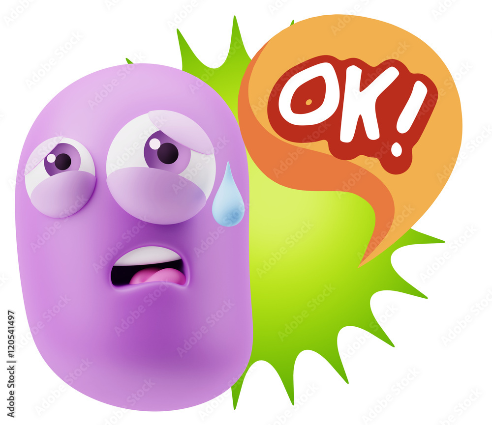 3d Rendering Sad Character Emoticon Expression saying OK with Co 3d Rendering Sad Character Emoticon Expression saying OK with Co