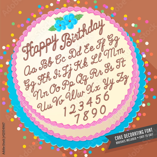 gradient free vector cake decorator icing font with birthday cake 
