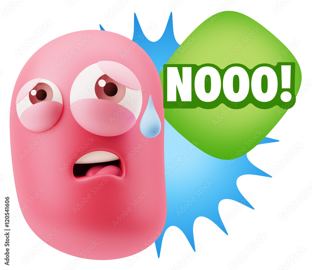 3d Rendering Sad Character Emoticon Expression saying No with Co 3d Rendering Sad Character Emoticon Expression saying No with Co