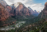 Zion Main Canyon from Angels Landing Trail, Zion National Park, Utah, USA