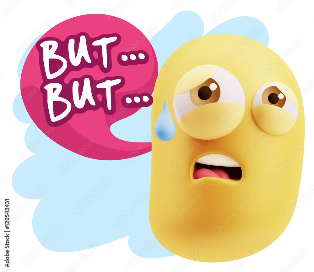 3d Rendering Sad Character Emoticon Expression saying But… wit 3d Rendering Sad Character Emoticon Expression saying But… wit