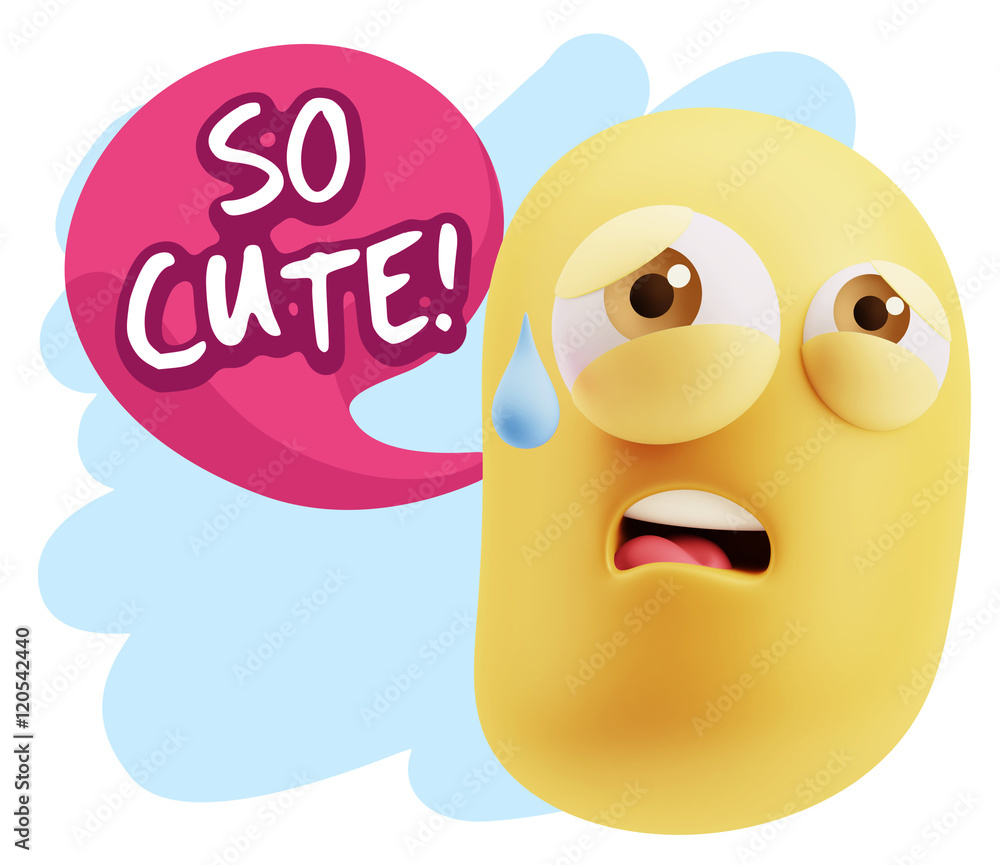 3d Rendering Sad Character Emoticon Expression saying So Cute wi 3d Rendering Sad Character Emoticon Expression saying So Cute wi
