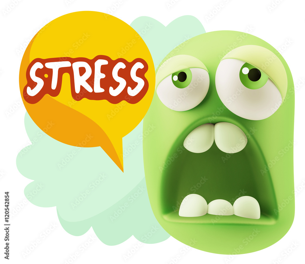 3d Rendering Sad Character Emoticon Expression saying Stress wit 3d Rendering Sad Character Emoticon Expression saying Stress wit