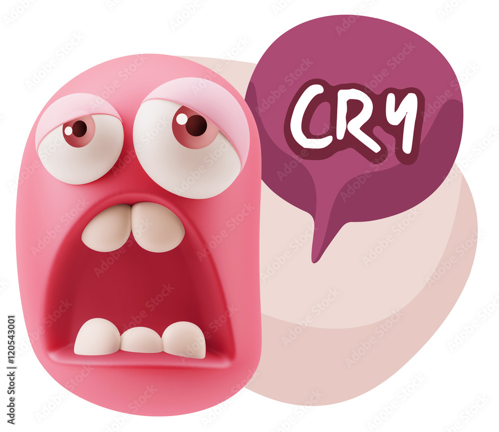 3d Rendering Sad Character Emoticon Expression saying Cry with C 3d Rendering Sad Character Emoticon Expression saying Cry with C