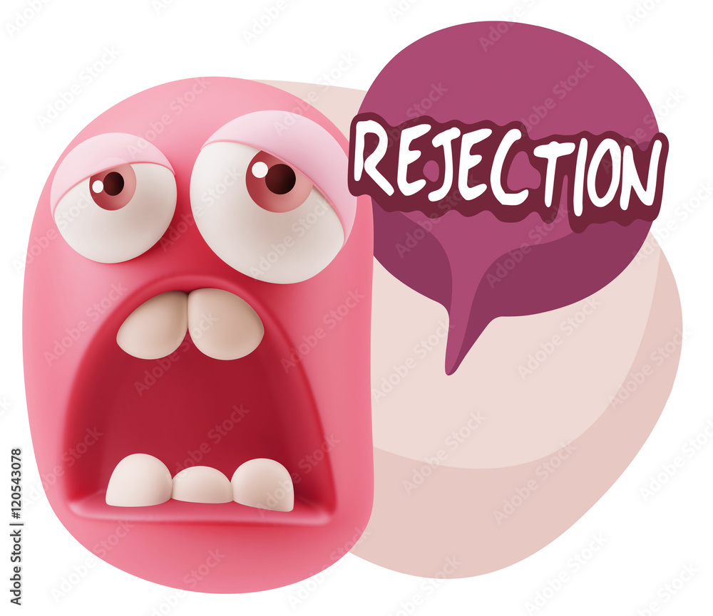 Obraz premium 3d Rendering Sad Character Emoticon Expression saying Rejection