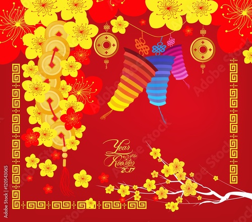 Happy Chinese new year 2017 card  Chinese lantern
